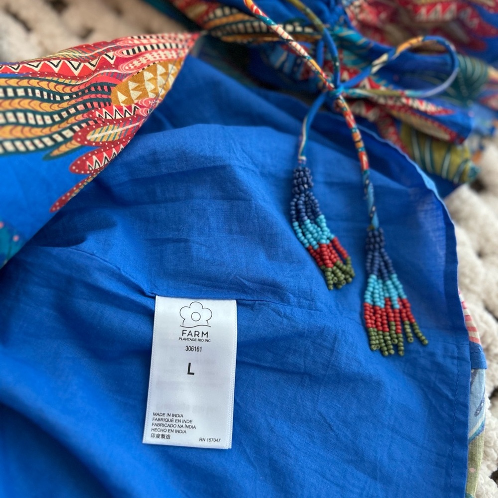 FARM Rio Multicolor Beaded Blue Dress